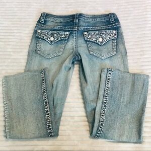 Paisley Sky Embellished Flap Pocket Denim Jeans